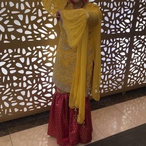Yellow and Pink Gharara
